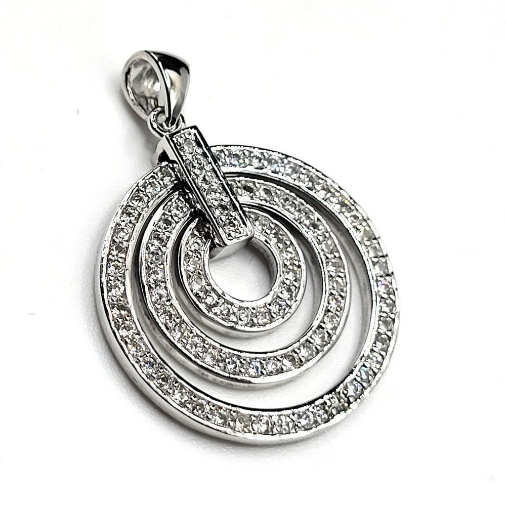 New With Tags A & C CZ Crystal Sterling Silver Pendant $39.35 1.25in